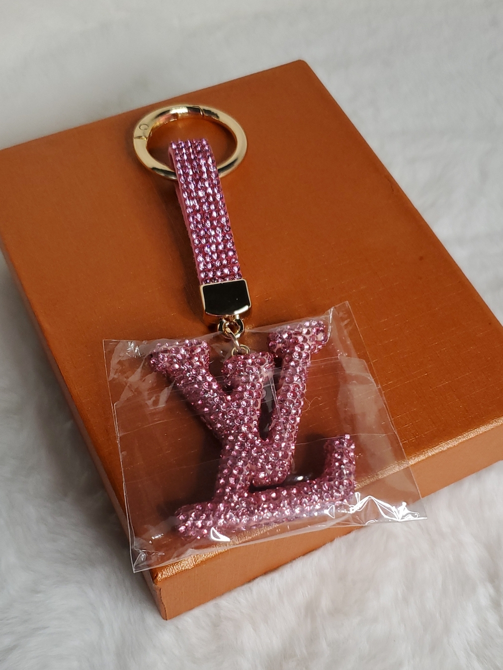CC Boutique Pink Crystal Monogram Key & Card Holder Charm